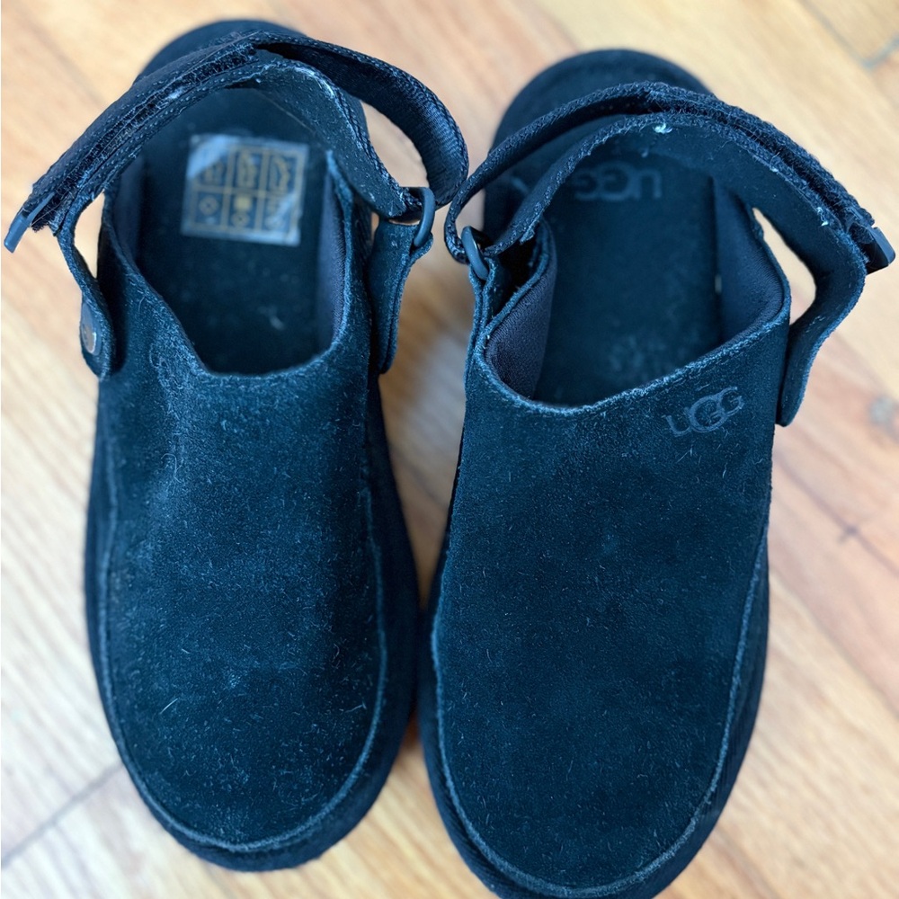 UGG Kids Black Suede Slippers